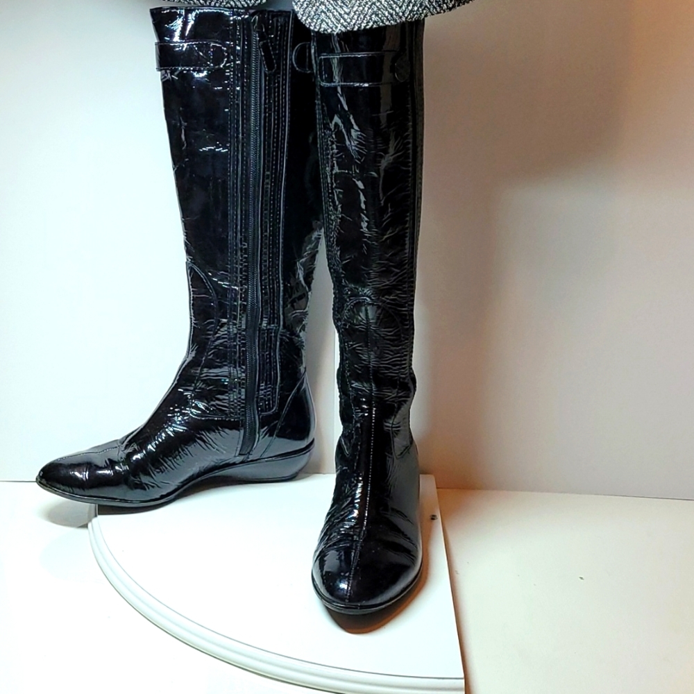 Cole Haan Black polo long boots